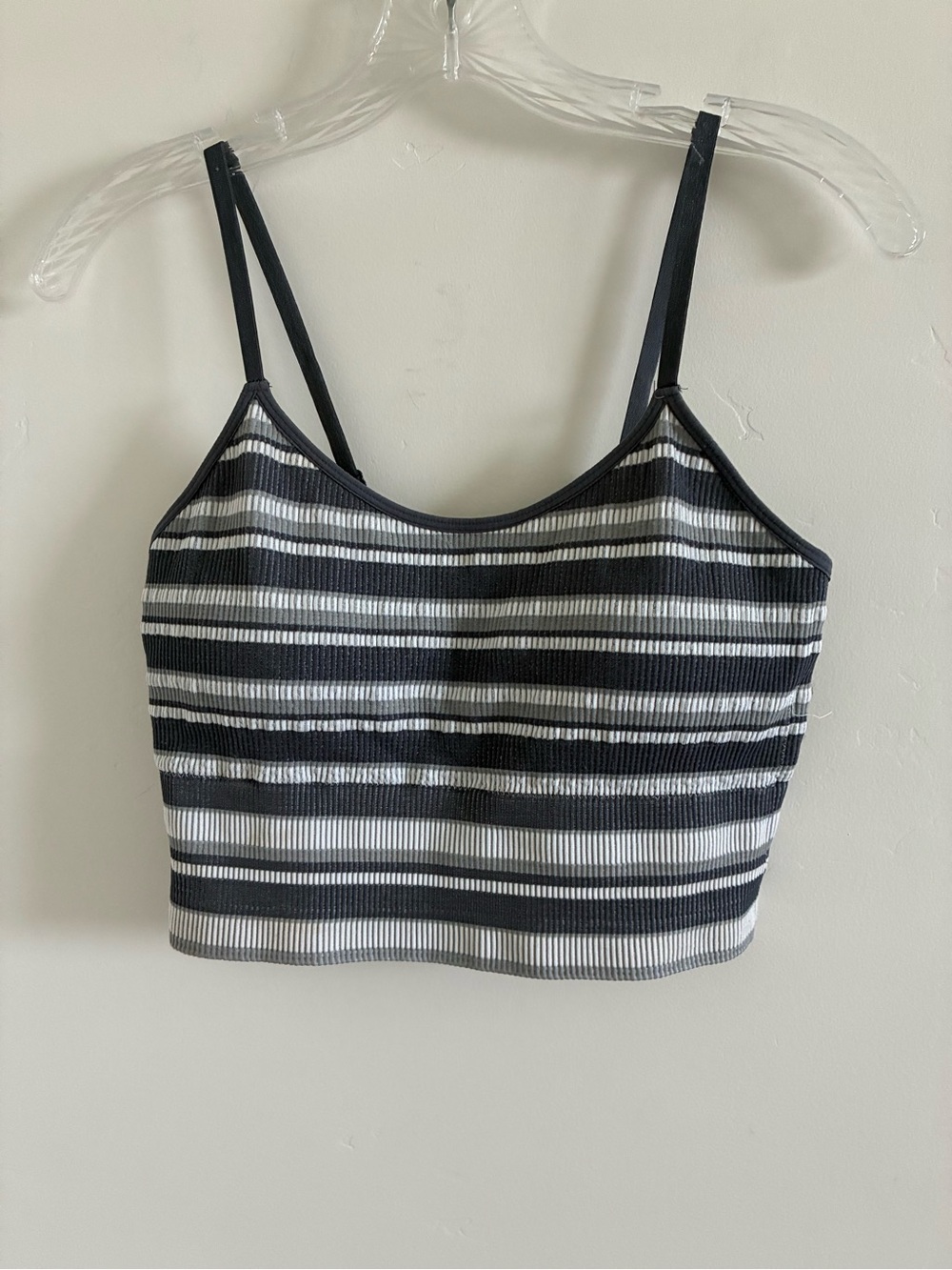 Skinnygirl Black & White Striped Ribbed Crop Top